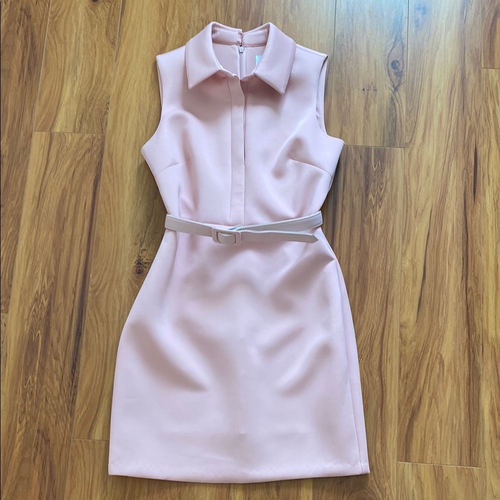Elegant Powder Pink Professional Thick Sleeveless Dress